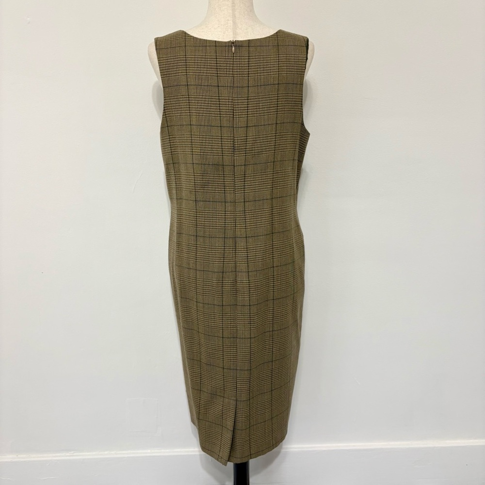 Vintage Harve Benard Brown Plaid 100% Wool Dress Sz 12 Fall Autumn Leaf - Picture 3 of 5